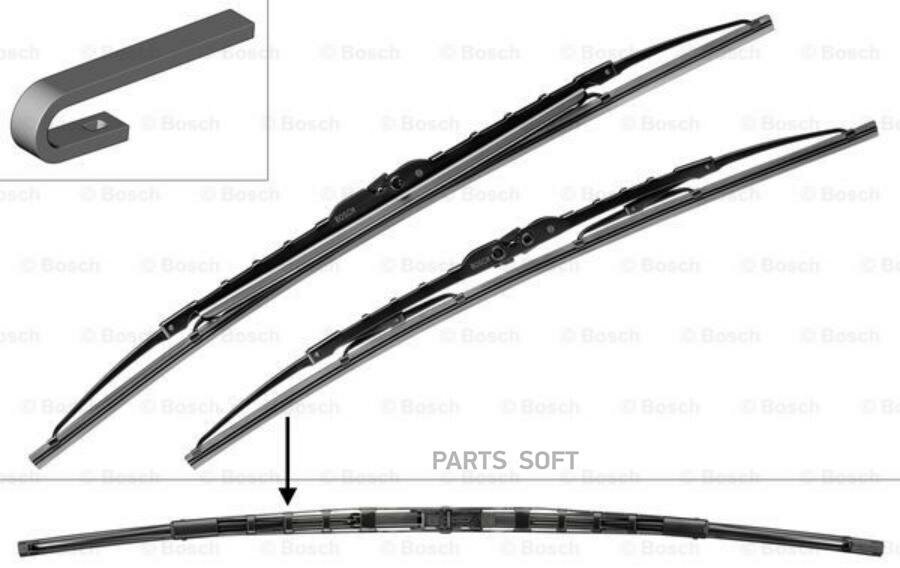 BOSCH 3397001582 Щетки стеклоочистителя каркасные Twin spoiler 550/530мм крепление Hook