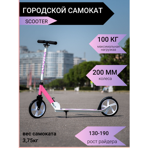 Самокат городской 2-х колесный 200мм Scooter фиолетовый самокат digma best городской 2 колесный 200мм 200мм черный [su be 200]