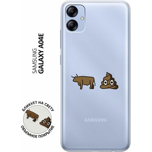 Силиконовый чехол с принтом Bull and Poo для Samsung Galaxy A04e / Самсунг А04е силиконовый чехол на samsung galaxy a04e самсунг а04е с 3d принтом shut down прозрачный