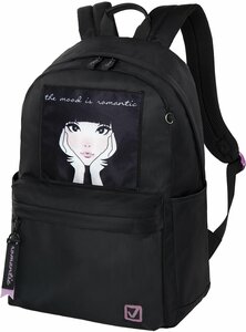 Рюкзак/ранец/портфель школьный, подростковый для девочки, вместительный, Brauberg Fashion City универсальный, Romantic, черный, 44х31х16 см