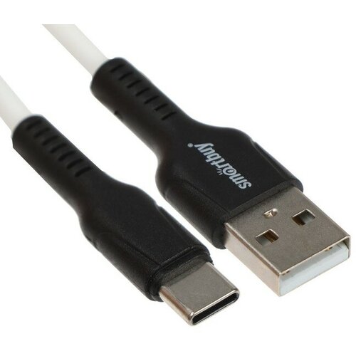 Кабель Smartbuy S21, Type-C - USB, 3 А, 1 м, зарядка + передача данных, белый