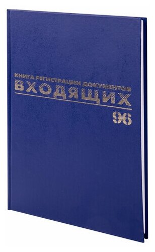 Журнал регистрации входящих документов, 96 л, бумвинил, блок офсет, А4 (200х290 мм), BRAUBERG, 130146