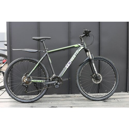 Велосипед гидравлический Richiesto 27 колеса черно-зеленый подростковыйвзрослыйженскиймужской 2199900₽