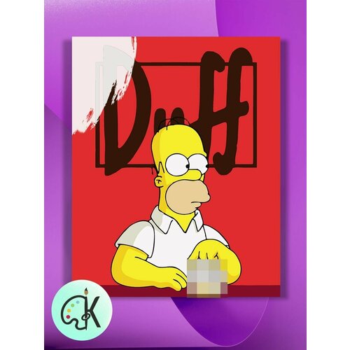 Картина по номерам на холсте Симпсоны - Duff, 30 х 40 см