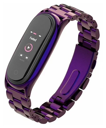 Ремешок металлический Mijobs Metal Strap PLUS для Xiaomi Mi Band 3 / Mi Band 4 (PL74), фиолетовый