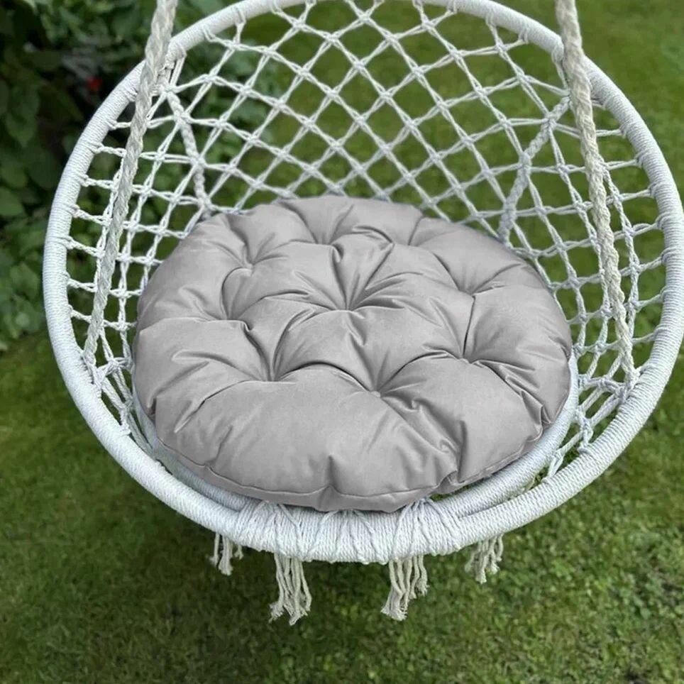 Круглая подушка для садовых качелей Вилли, напольная сидушка 60D, светло-серый - фотография № 1