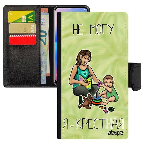 фото Чехол книжка на телефон apple iphone 7, "не могу - стала крестной!" комикс шутка utaupia