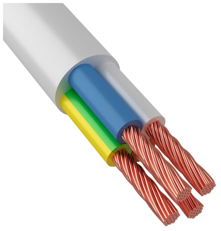 Провод ПВС ККЗ гибкий медный ГОСТ белый 4х1.5 мм, 100 м - фотография № 1
