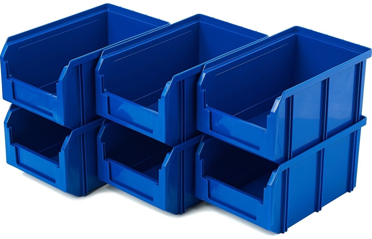 Пластиковый ящик Стелла-техник V-2-К6-синий , 234х149х120мм, комплект 6 штук