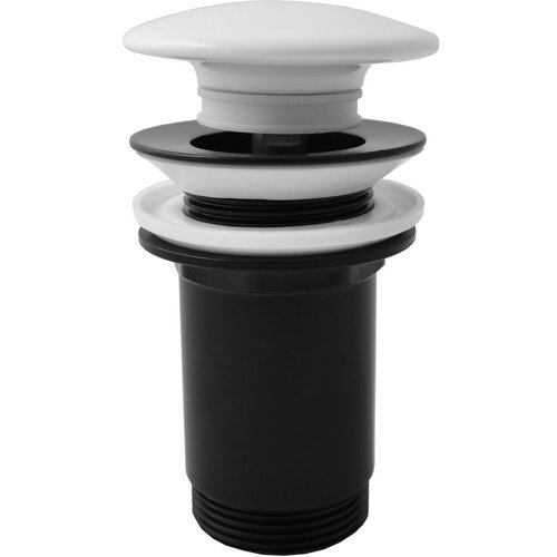 Донный клапан для раковины RAV Slezak Click-Claсk, круглая керамическая крышка, чёрный матовый MD0485CMAT