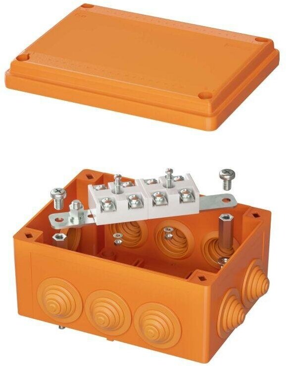 Коробка ответвительная FS 150х110х70мм 4р 450В 32А 10кв. мм нерж. контакт с каб. вводами и клеммн. IP55 пластик. | код. FSK21410 | DKC (9шт. в упак.)