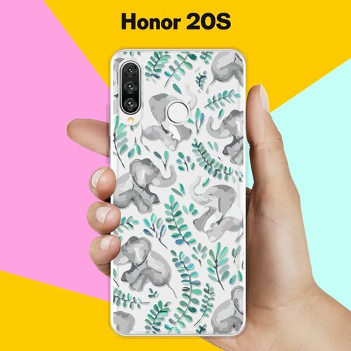 Силиконовый чехол Узор из слонов на Honor 20s силиконовый чехол узор из пингвинов на honor 20s