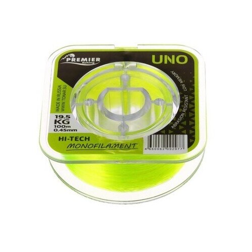 Леска Preмier Fishing UNO, диаметр 0.45 мм, тест 19.5 кг, 100 м, флуоресцентная желтая 9661118