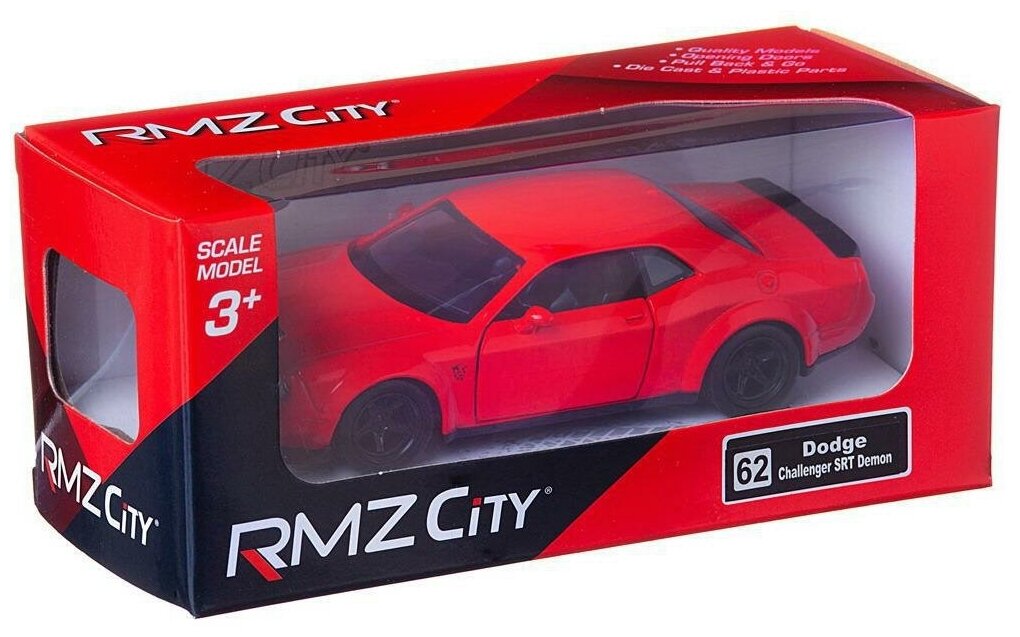 Машинка металлическая Uni-Fortune RMZ City 1:32 Dodge Challenger SRT Demon 2018 (цвет красный) - фотография № 4