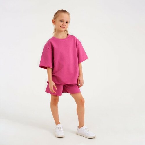 Minaku, футболка и шорты, повседневный стиль, размер 134, розовый