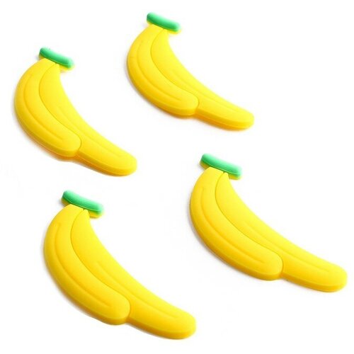 Декор для творчества КНР Бананы силикон, 2,5х6,5х0,3 см, клеевые подушечки, набор 4 шт (9333049) брелок mskbraslet силикон желтый