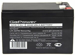 Фото Аккумуляторная батарея GoPower LA-1270/security 12V 7Ah / Аккумулятор свинцово-кислотный VRLA12-1.2