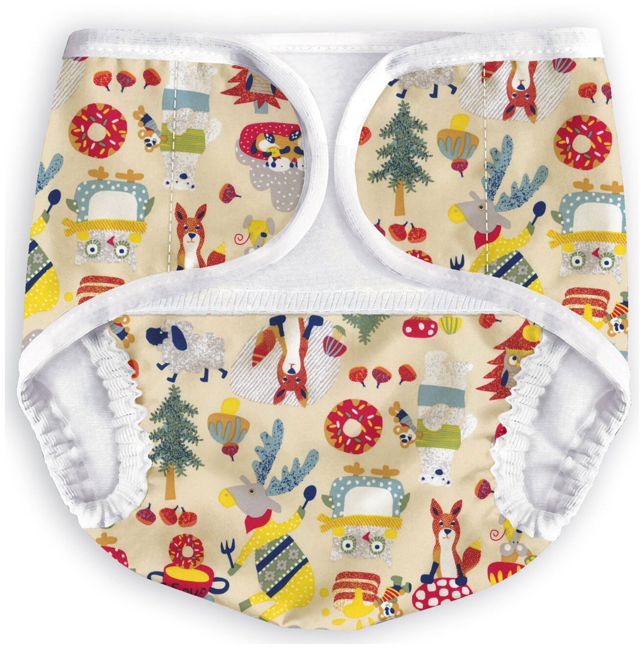 Трусики Multi Diapers Original, с карманом для сменного вкладыша, размер В, 4-9 кг, Лисы
