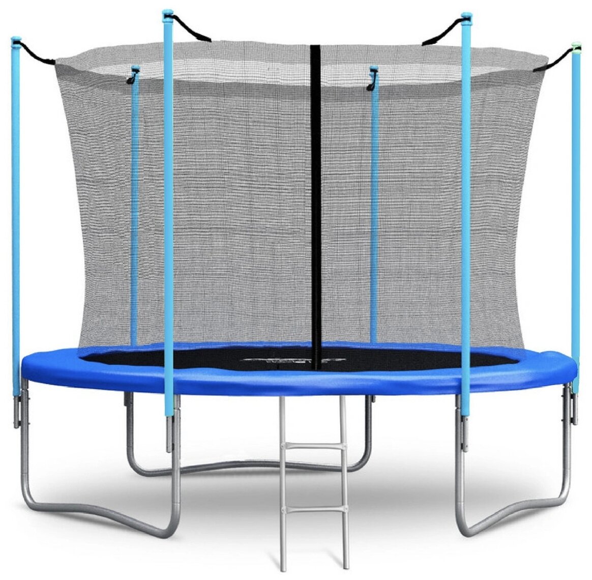 Батут каркасный 252 см (8ft) уличный батут синий / Батут для дома и дачи с внутренней сеткой / Батут для детей с лестницей