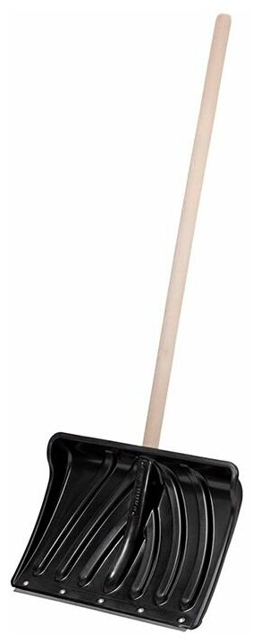 Лопата для снега 465х340мм, с планкой, деревянный черенок, Крепыш - фотография № 1