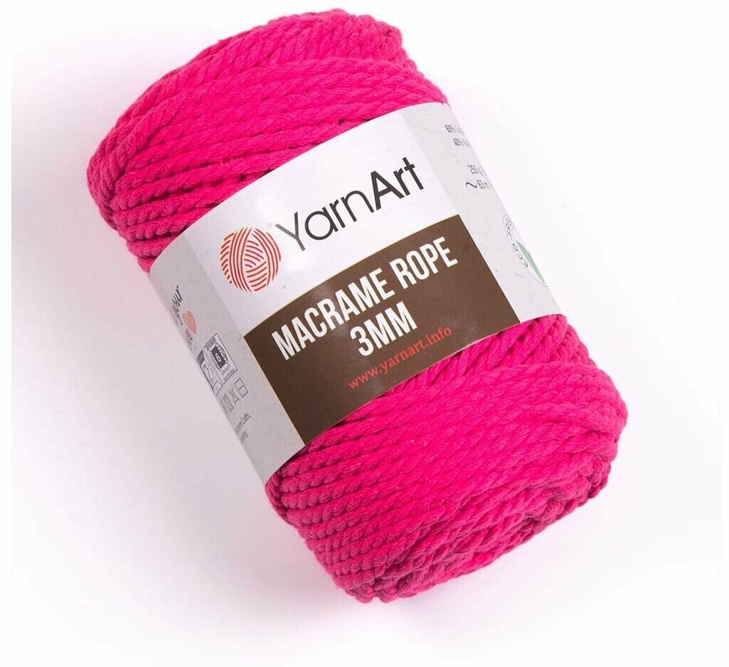 Пряжа YarnArt Macrame Rope 3mm - 1 шт, цвет 803 ярко-малиновый (Ярнарт Макраме Ропе 3мм) Шнур для вязания, 250г, 63м, 60%хлопок 40%вискоза с полиэстером