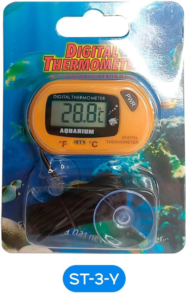 Термометр для аквариума/ термометр цифровой / выносной датчик/ ST-3 цвет желтый - фотография № 5
