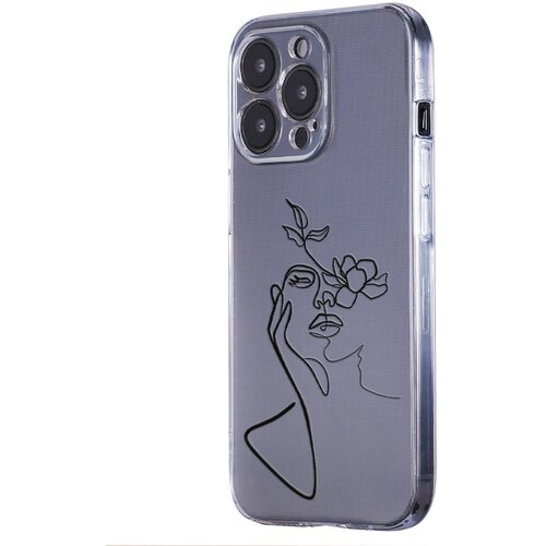 Силиконовый чехол с защитой камеры Mcover для Apple iPhone 13 Pro Max с рисунком Девушка силиконовый чехол с защитой камеры mcover для apple iphone 13 mini с рисунком девушка с бабочками