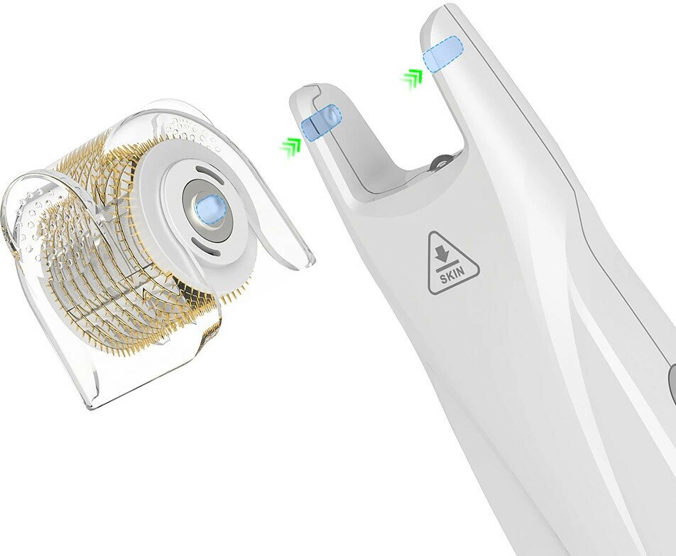 Mezonica Bio Roller G5 Аппарат для лица, тела и волос 2 в 1 / Мезороллер с 2 насадками 540 игл 0.5 мм / мезотерапия и EMS микротоки - фотография № 3