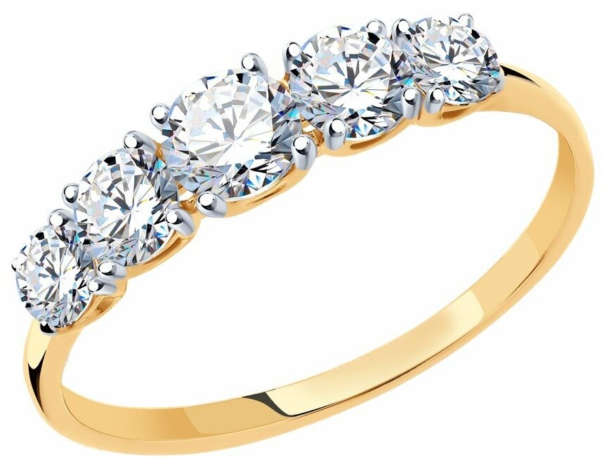 Кольцо Diamant, красное золото, 375 проба, фианит