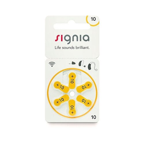 Батарейки Signia 10 (PR70) для слухового аппарата, 1 блистер (6 батареек)