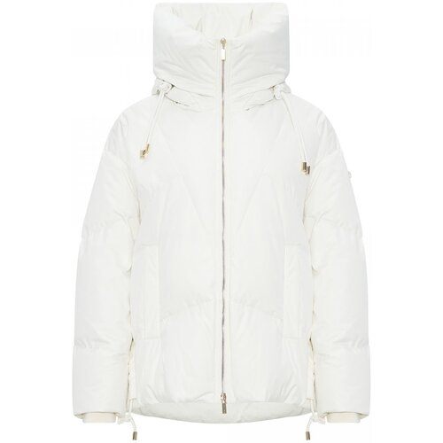 фото  куртка baldinini sprint, демисезон/зима, капюшон, несъемный капюшон, карманы, манжеты, пояс на резинке, размер 48, белый