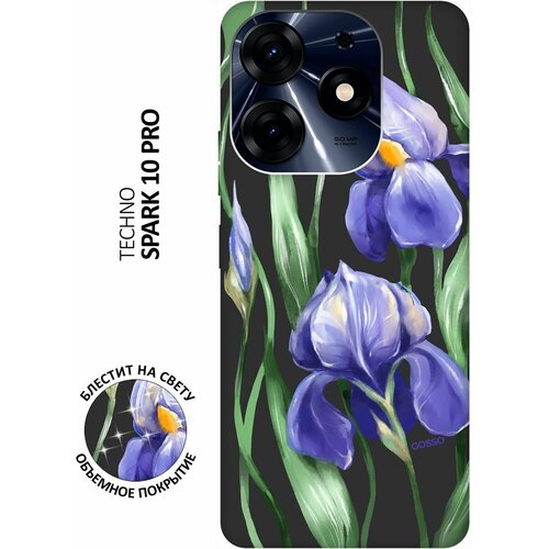 Матовый Soft Touch силиконовый чехол на Tecno Spark 10 Pro, Техно Спарк 10 Про с 3D принтом Amazing Irises черный матовый soft touch силиконовый чехол на tecno spark 10 техно спарк 10 с 3d принтом amazing roses черный