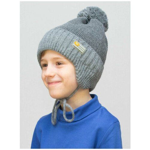 фото Шапка бини lanacaps, размер 52-54, серый