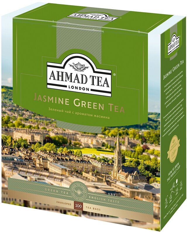 Чай Ahmad Tea "Jasmine Green Tea", зеленый с жасмином, 100 фольг. пакетиков по 2г