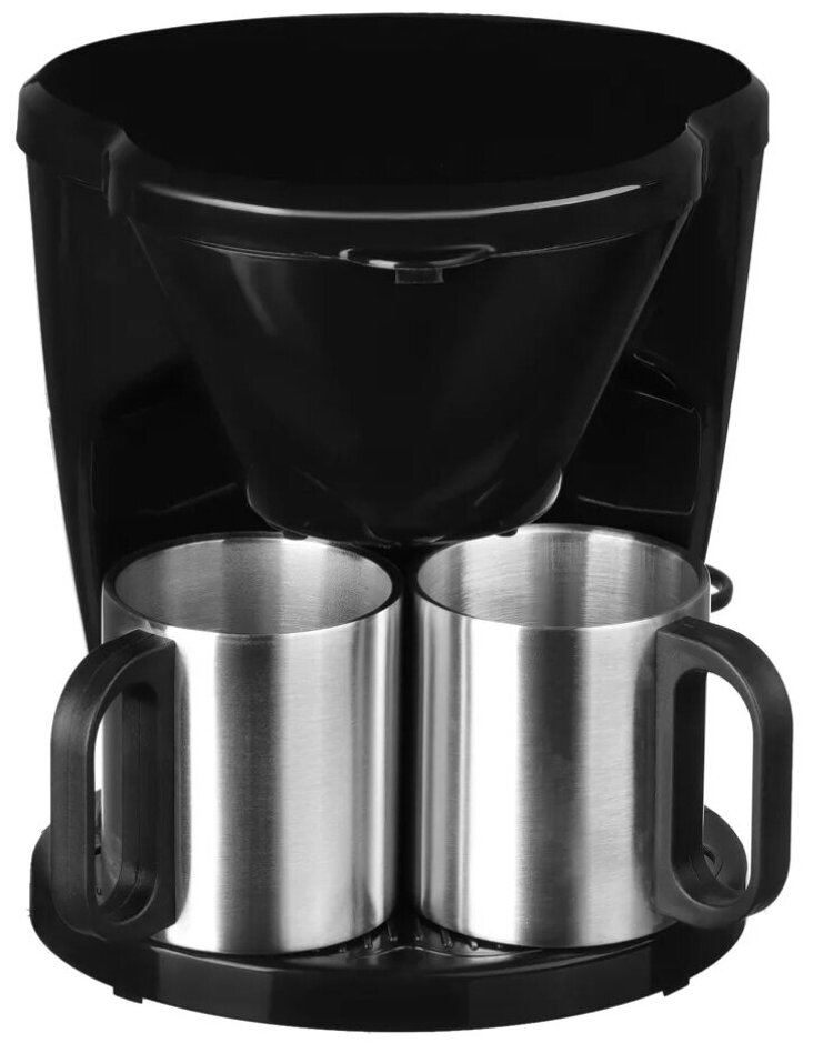 Кофеварка капельная с металлическими чашками 0,3л - фотография № 2