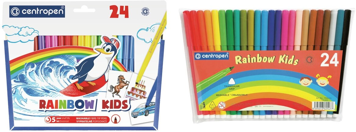 Фломастеры Centropen Rainbow Kids 24 цвета - фото №8