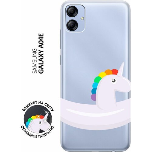 Силиконовый чехол с принтом Unicorn Swim Ring для Samsung Galaxy A04e / Самсунг А04е матовый чехол unicorn swim ring для samsung galaxy a04e самсунг а04е с 3d эффектом красный