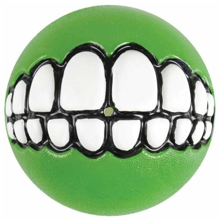 Игрушка для собак Rogz Grinz Ball мяч с принтом и отверстием для лакомств средний лаймовый (1 шт)