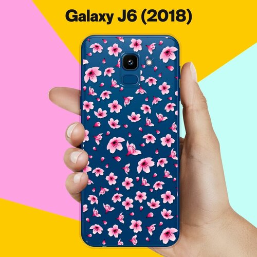 Силиконовый чехол Цветы розовые на Samsung Galaxy J6 (2018) силиконовый чехол цветы с узором на samsung galaxy j6 2018