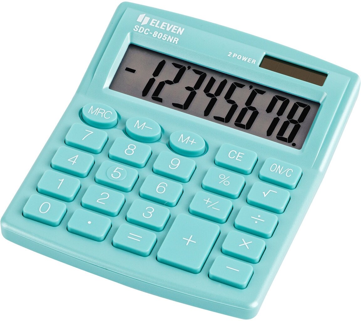 Калькулятор настольный Eleven SDC-805NR-GN 8 разр двойное питание 127*105*21мм бирюзовый
