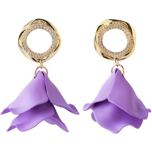 Серьги с подвесками , кристалл, фиолетовый