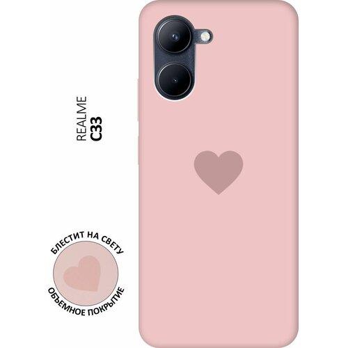 Силиконовый чехол на realme C33, Рилми С33 Silky Touch Premium с принтом Heart розовый силиконовый чехол на realme c33 рилми с33 silky touch premium красный