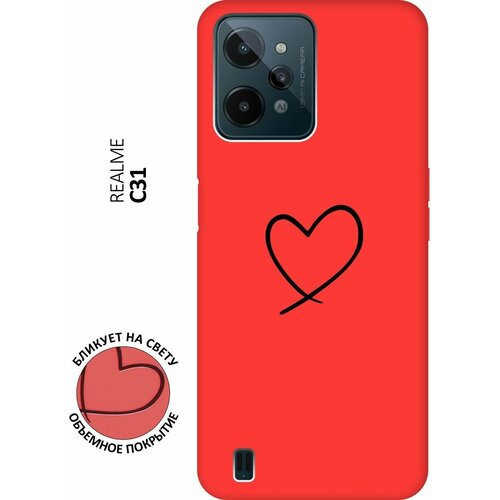 Матовый чехол Heart для realme C31 / Рилми С31 с 3D эффектом красный матовый чехол scratchy для realme c31 рилми с31 с 3d эффектом желтый