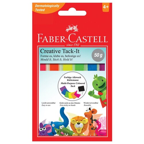 Масса для приклеивания Faber-Castell Tack-It Creative, 50г, цветная, картон. уп, европодвес, 1 шт