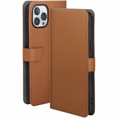 Чехол-книжка Uniq Journa Heritage для iPhone 14 Pro Max, цвет Коричневый (Brown)