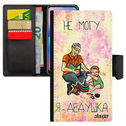 фото Чехол-книжка для смарфона xiaomi redmi note 6 pro, "не могу - стал дедом!" карикатура utaupia
