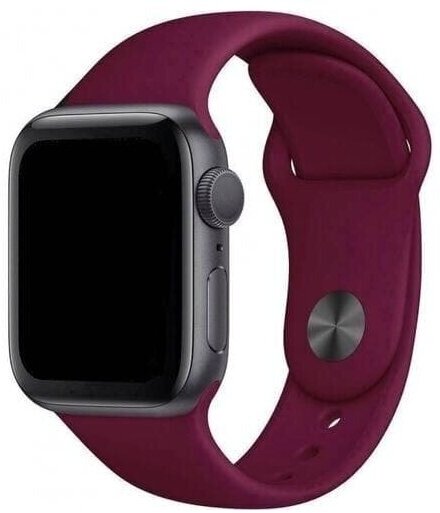 Силиконовый однотонный ремешок для Apple Watch series 1 2 3 4 5 6 7 SE (38/40/41 мм) темно-бордовый