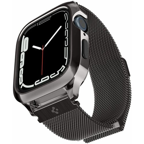 Ремешок с чехлом Spigen Metal Fit Pro для Apple Watch Series 44/45mm Graphite