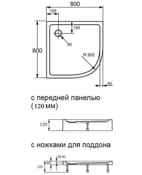 Agger A01-080TCR/T Поддон 1/4 круга 80 см белый - фотография № 8