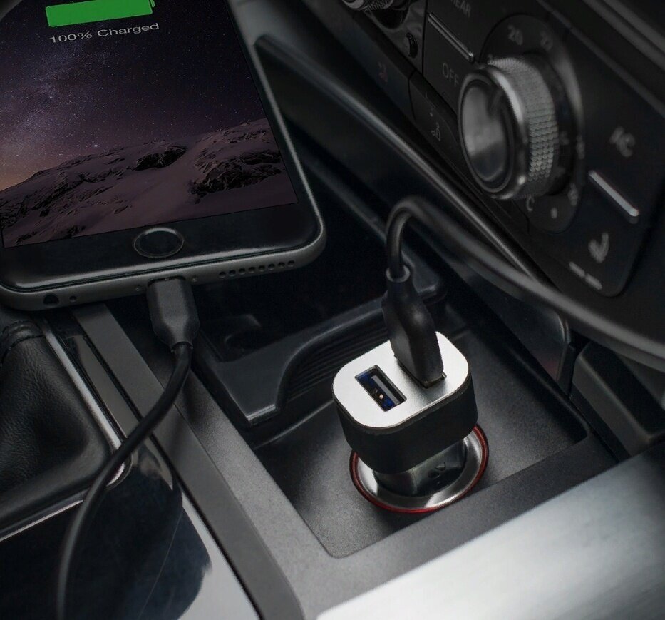 Зарядное устройство автомобильное BoraSco 2*USB, 2,4A, дата-кабель Type-C, 2А, 1м черное - фото №3
